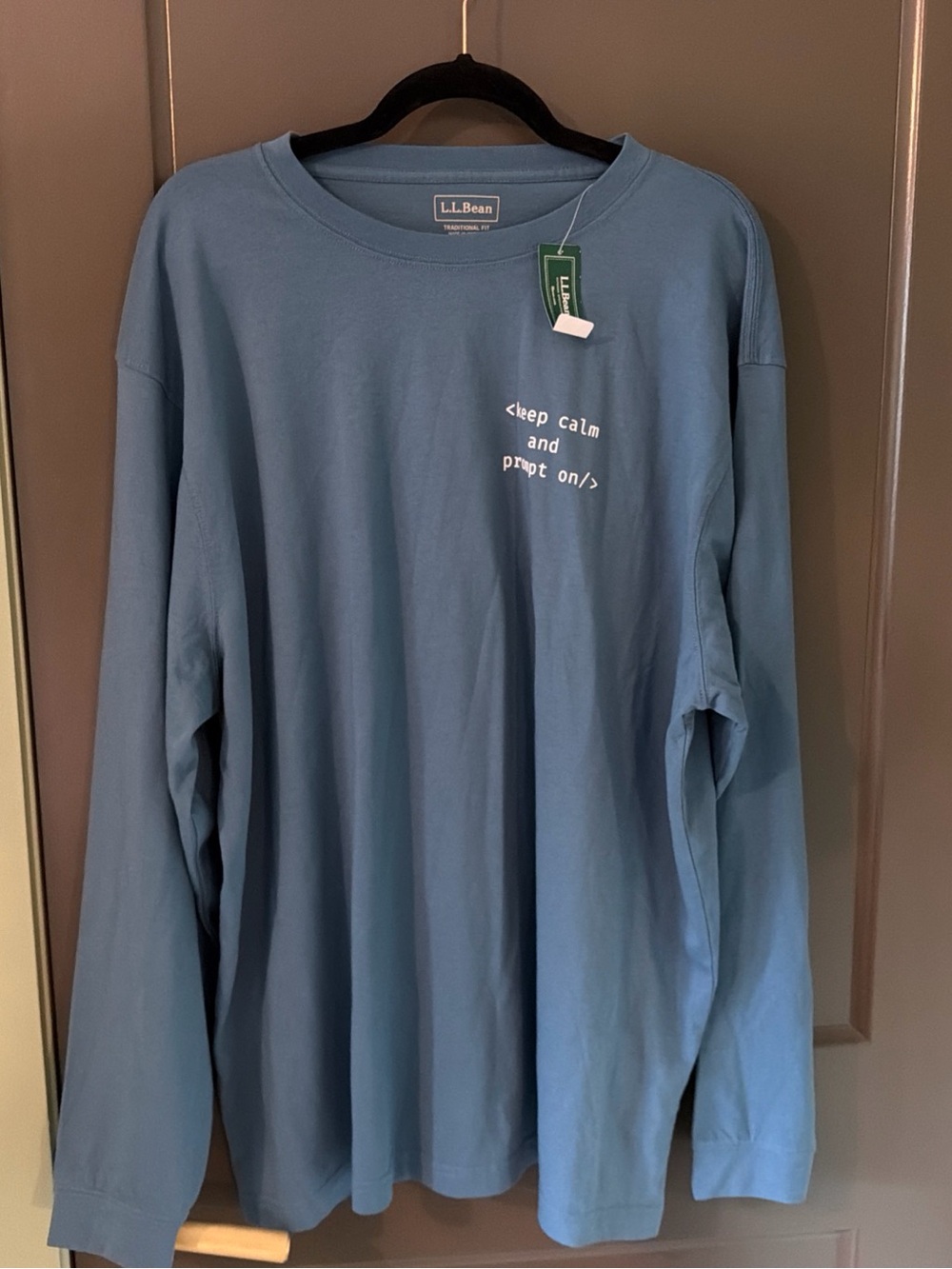 L.L. Bean Men's Long-Sleeve Graphic Tee in Slate Blue - NWT